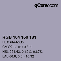 Color code: RGB 164 160 181 | qconv.com