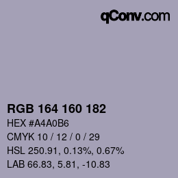 Color code: RGB 164 160 182 | qconv.com