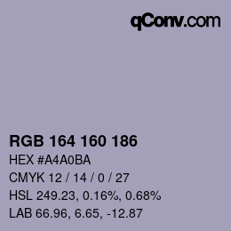 Color code: RGB 164 160 186 | qconv.com