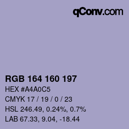 Color code: RGB 164 160 197 | qconv.com