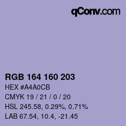 Color code: RGB 164 160 203 | qconv.com
