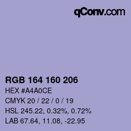 カラーコード: RGB 164 160 206 | qconv.com