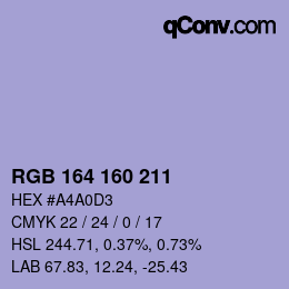 Color code: RGB 164 160 211 | qconv.com