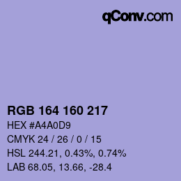 Color code: RGB 164 160 217 | qconv.com