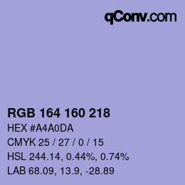 Color code: RGB 164 160 218 | qconv.com