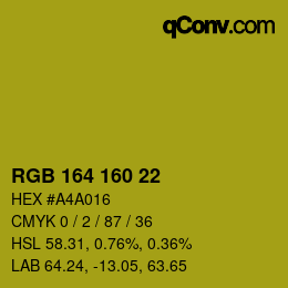 Color code: RGB 164 160 22 | qconv.com