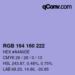 Color code: RGB 164 160 222 | qconv.com