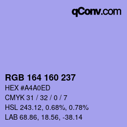 Color code: RGB 164 160 237 | qconv.com