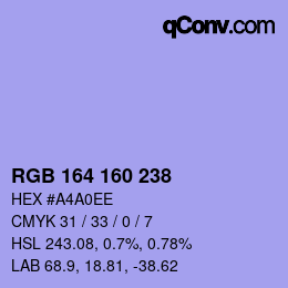 Color code: RGB 164 160 238 | qconv.com