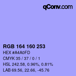 Color code: RGB 164 160 253 | qconv.com