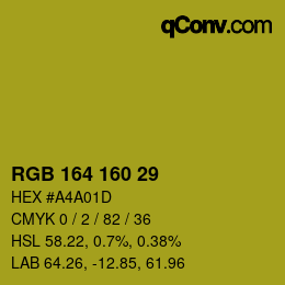 Color code: RGB 164 160 29 | qconv.com