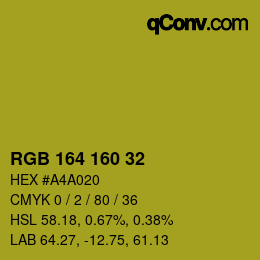 Color code: RGB 164 160 32 | qconv.com