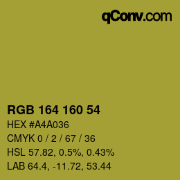 Color code: RGB 164 160 54 | qconv.com