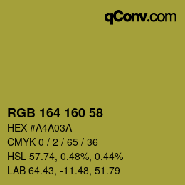 Color code: RGB 164 160 58 | qconv.com