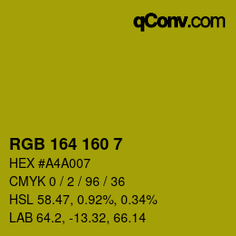 Color code: RGB 164 160 7 | qconv.com