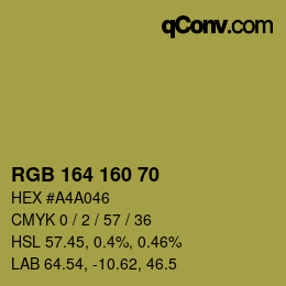 Color code: RGB 164 160 70 | qconv.com