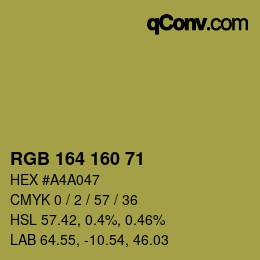 Color code: RGB 164 160 71 | qconv.com