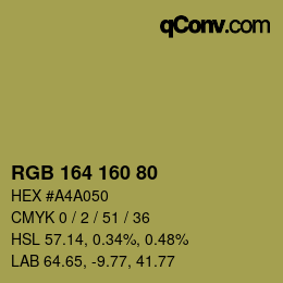 Color code: RGB 164 160 80 | qconv.com