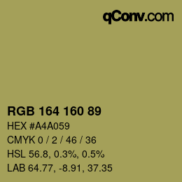 カラーコード: RGB 164 160 89 | qconv.com