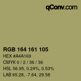 Farbcode: RGB 164 161 105 | qconv.com