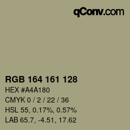 Color code: RGB 164 161 128 | qconv.com