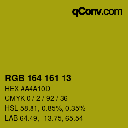 Color code: RGB 164 161 13 | qconv.com