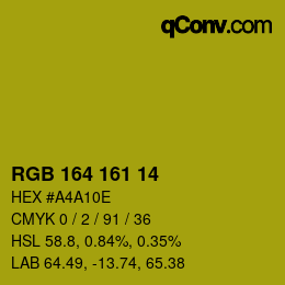 Color code: RGB 164 161 14 | qconv.com