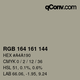 Color code: RGB 164 161 144 | qconv.com