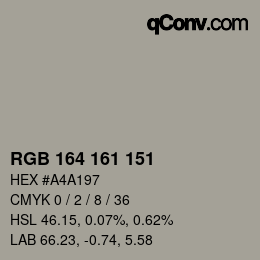 Color code: RGB 164 161 151 | qconv.com