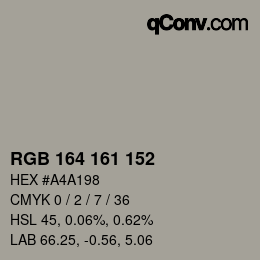Color code: RGB 164 161 152 | qconv.com