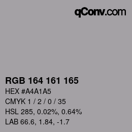 颜色代码: RGB 164 161 165 | qconv.com