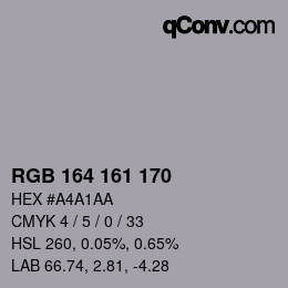 Color code: RGB 164 161 170 | qconv.com