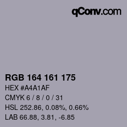颜色代码: RGB 164 161 175 | qconv.com