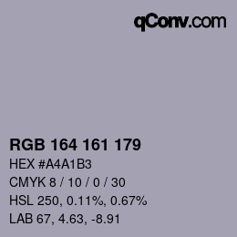 Color code: RGB 164 161 179 | qconv.com