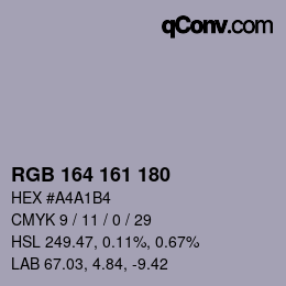 Color code: RGB 164 161 180 | qconv.com