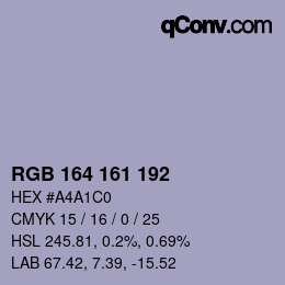 Color code: RGB 164 161 192 | qconv.com