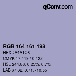 Color code: RGB 164 161 198 | qconv.com