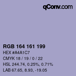 Color code: RGB 164 161 199 | qconv.com