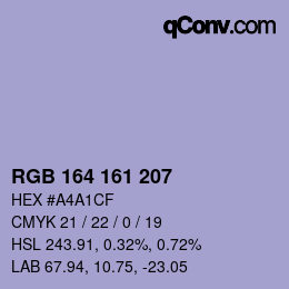 Color code: RGB 164 161 207 | qconv.com