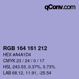 Color code: RGB 164 161 212 | qconv.com