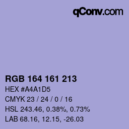Color code: RGB 164 161 213 | qconv.com