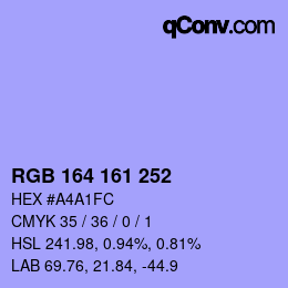 Color code: RGB 164 161 252 | qconv.com