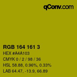 Color code: RGB 164 161 3 | qconv.com