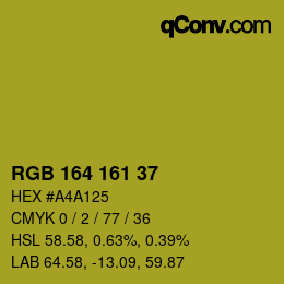 Color code: RGB 164 161 37 | qconv.com