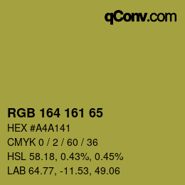Color code: RGB 164 161 65 | qconv.com