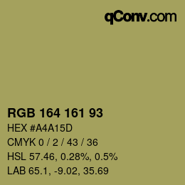 Color code: RGB 164 161 93 | qconv.com