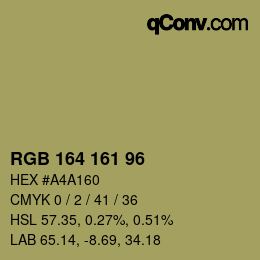 Color code: RGB 164 161 96 | qconv.com