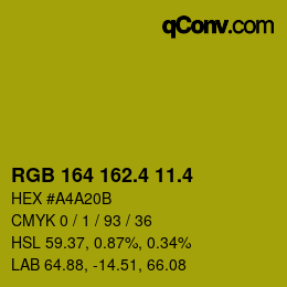 カラーコード: RGB 164 162.4 11.4 | qconv.com