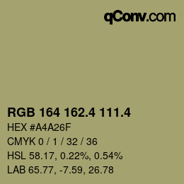 カラーコード: RGB 164 162.4 111.4 | qconv.com