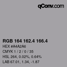 カラーコード: RGB 164 162.4 166.4 | qconv.com